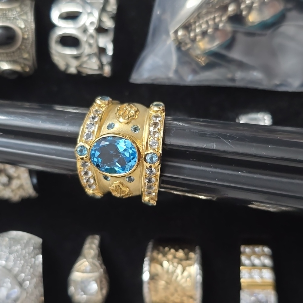 Sterling Silver 925 Gold Swiss Topaz Ring - Picture 10 of 10